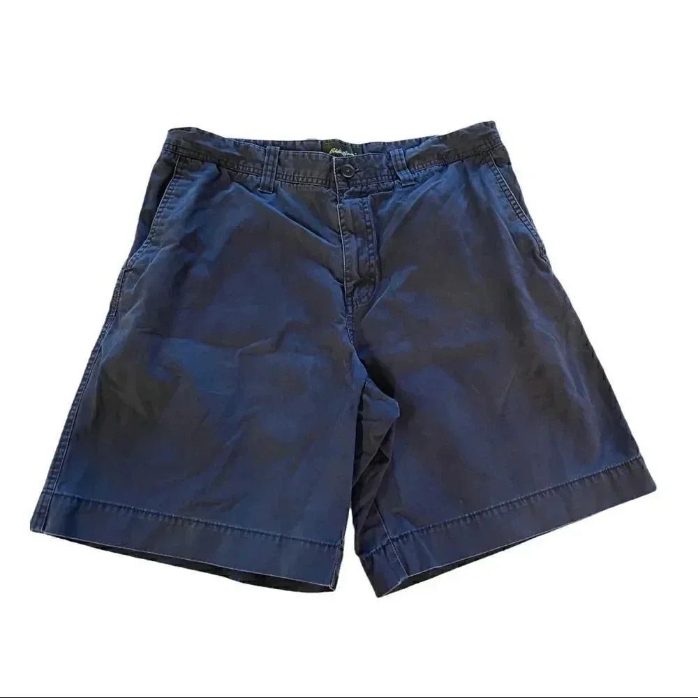 Eddie Bauer Navy Cotton Khaki Men's Shorts, 34